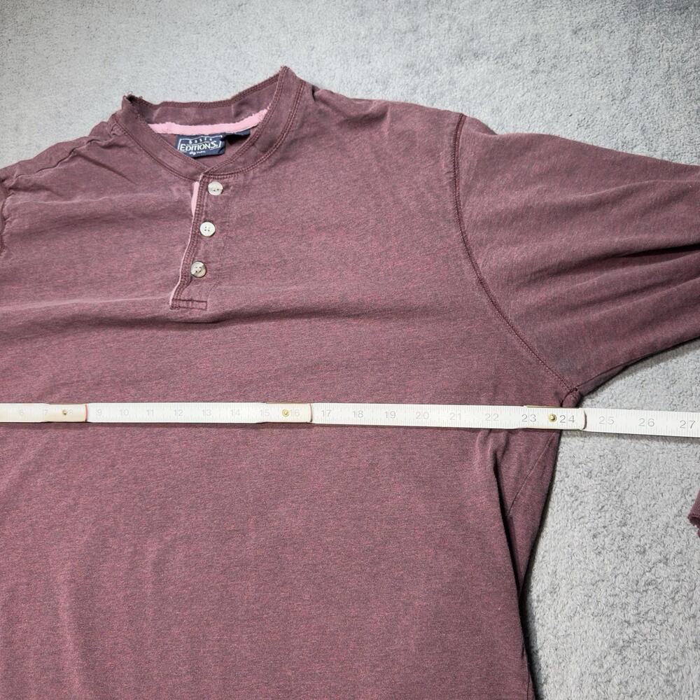 Maroon Henley Shirt Mens 2XL Big Man 3 Button Knit LS Worn In - Basic Editions - Picture 4 of 11